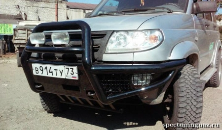 Силовой передний бампер на УАЗ Патриот с 2015г "Беркут" (с кенгурином)