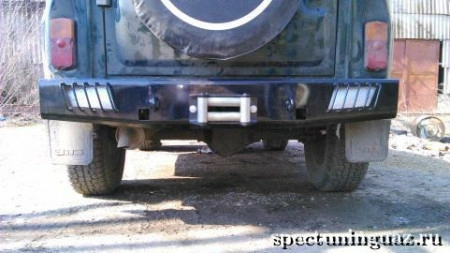 Бампер силовой "Чероки" УАЗ 469, Хантер задний (с площадкой под лебедку)